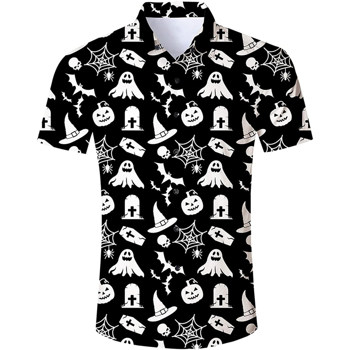 Zwart Halloween Grappig Hawaiiaans Shirt