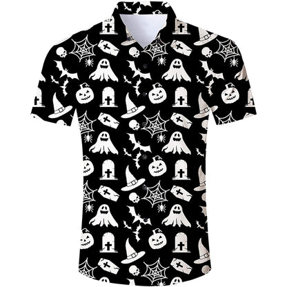 Zwart Halloween Grappig Hawaiiaans Shirt