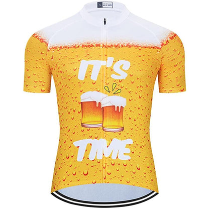 It's Beer Time Heren Grappig MTB Korte Mouw Fietsshirt Top