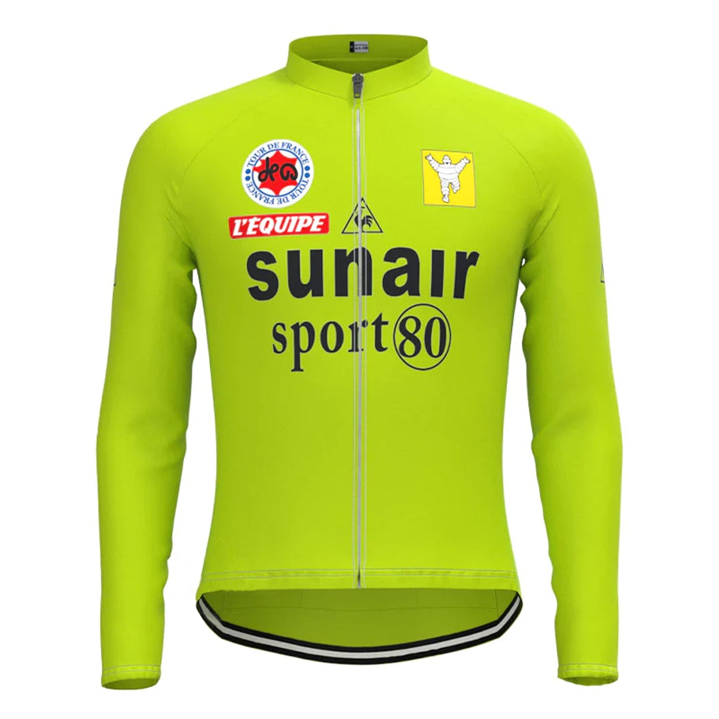 SUNAIR Sport 80 Grünes Vintage Langarm-Radtrikot-Oberteil