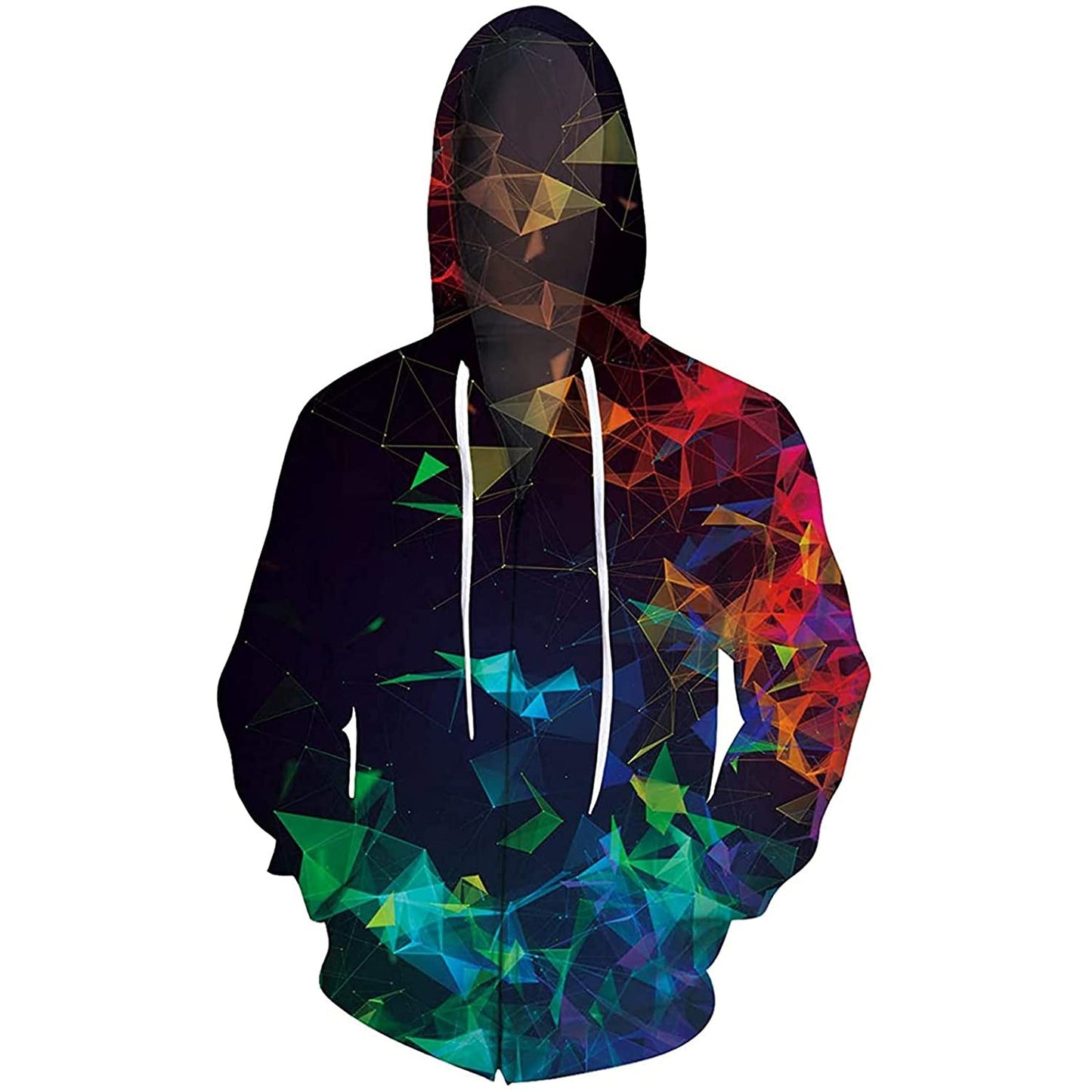 Kleurrijke diamanten hoodie met rits