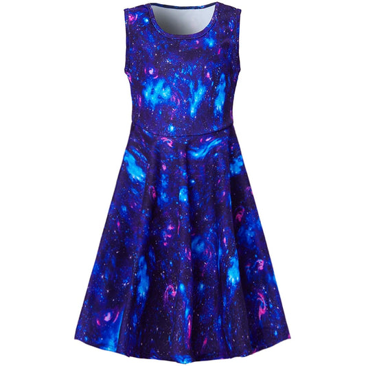 Dunkelblaues Galaxy-lustiges Mädchenkleid