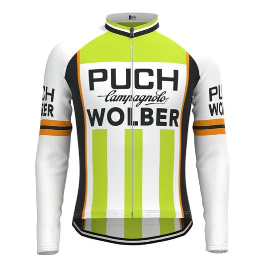 Puch Wolber Groen Vintage Lange Mouw Fietsshirt Top