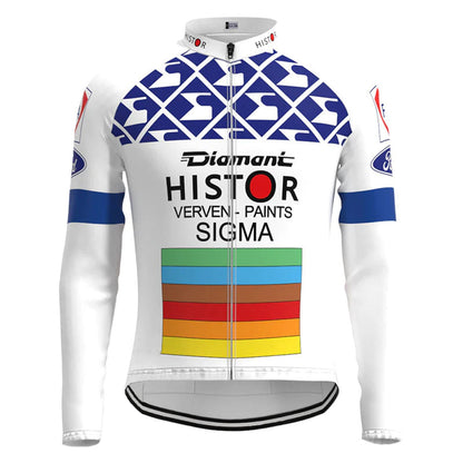 Histor Sigma Weiß Vintage Langarm-Radtrikot