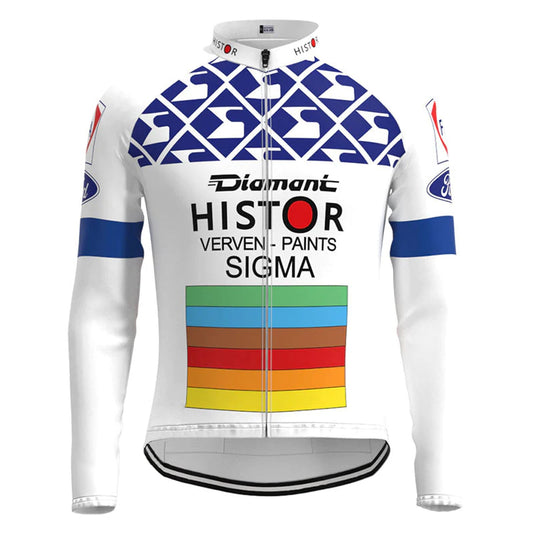 Histor Sigma Wit Vintage Lange Mouw Fietsshirt Top