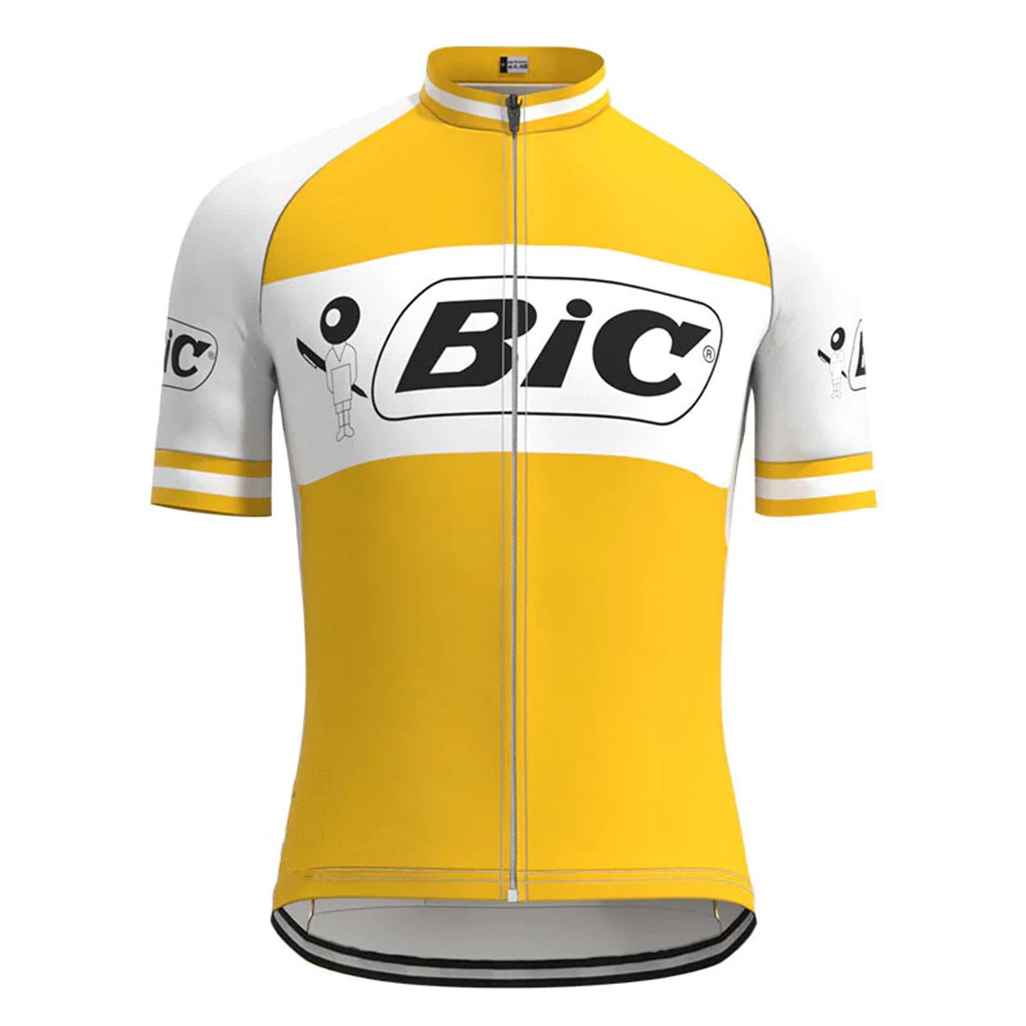 BIC Geel Vintage Korte Mouw Fietsshirt Top