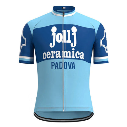 Jollj Ceramica Blauw Vintage Korte Mouw Fietsshirt Top