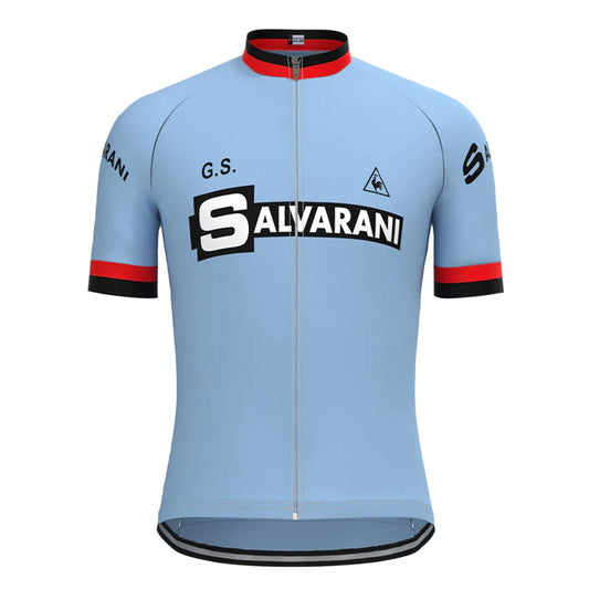 SALVARANI Blauw Vintage Korte Mouw Fietsshirt Top