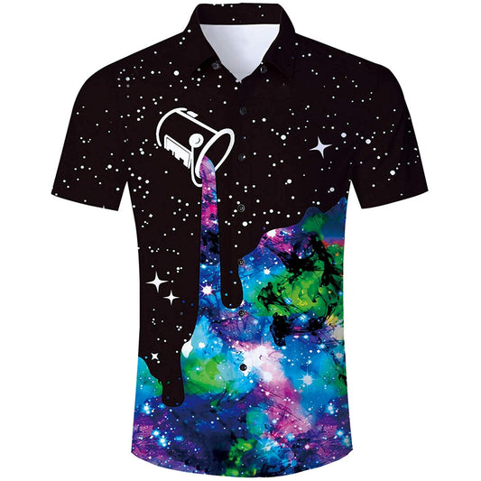 Galaxy Verfspatten Grappig Hawaiiaans Shirt