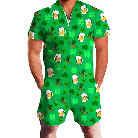 St. Patrick's Day Klaver Bier Romper voor Mannen