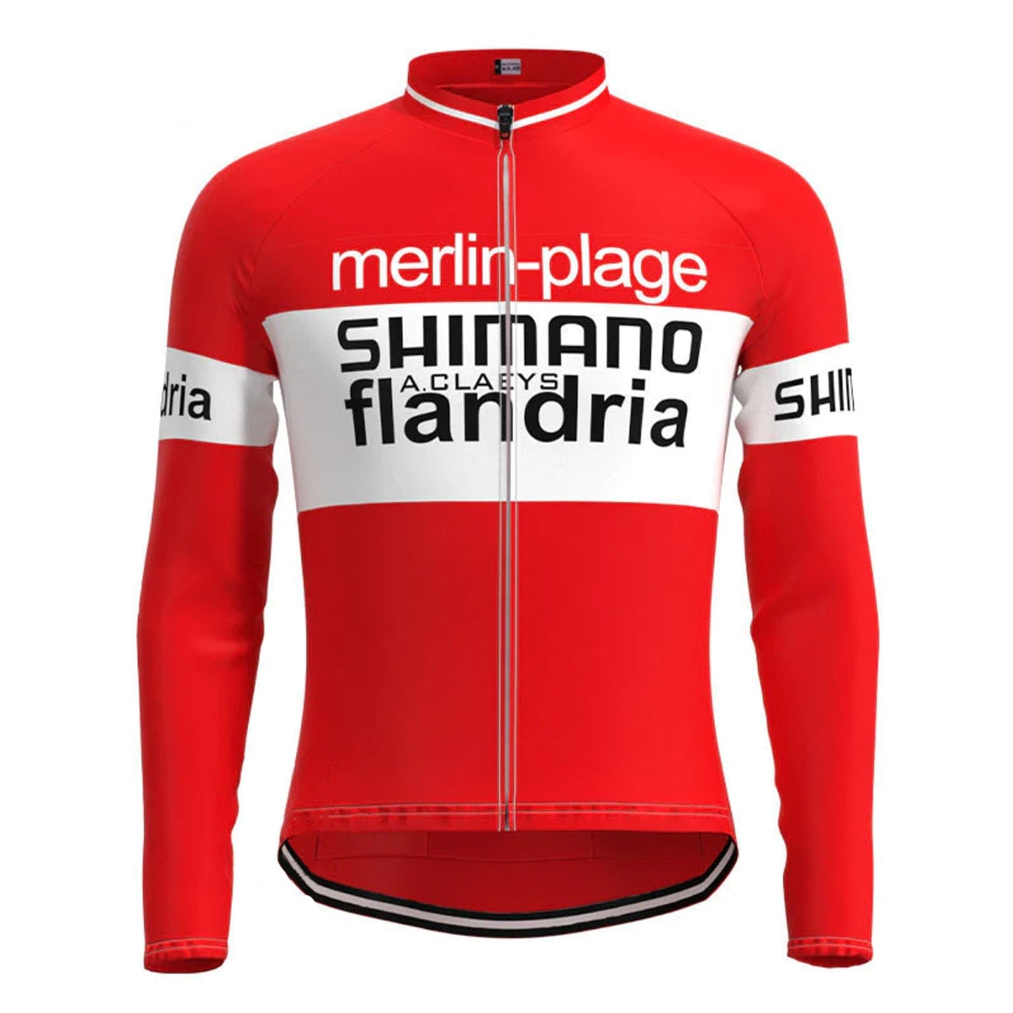 Shimano Flandria Rood Lange Mouw Vintage Fietsshirt Top