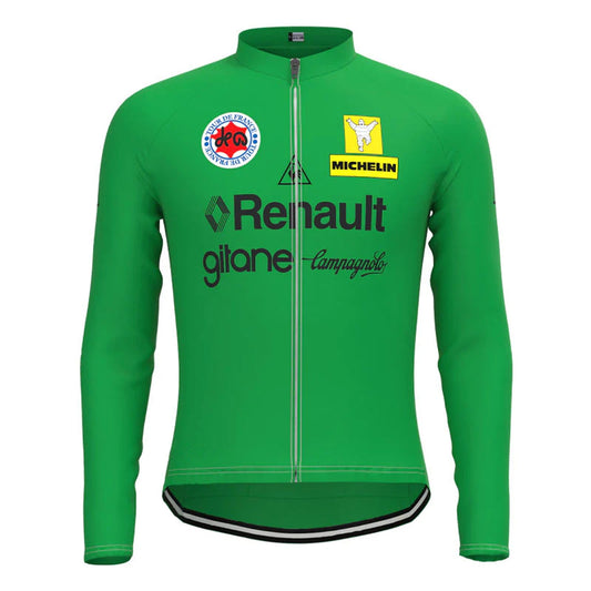 Renault Green Vintage Lange Mouw Wielershirt Top