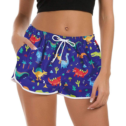 Lustige Boardshorts mit süßen Dinosauriern für Damen