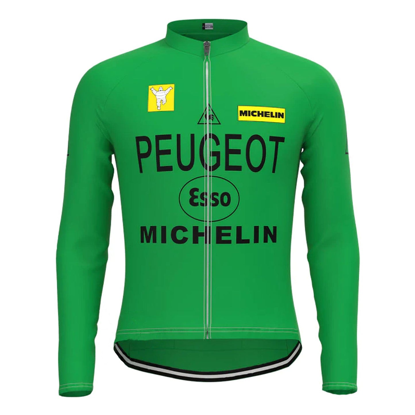 Peugeot Groen Vintage Lange Mouw Fietsshirt Top