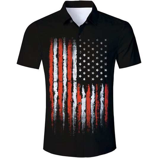 Zwarte Amerikaanse vlag grappig Hawaiiaans shirt