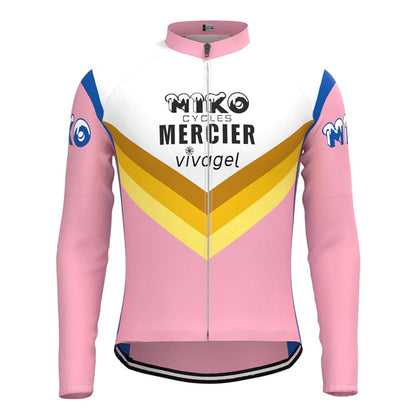 Mercier Pink Vintage Langarm-Radtrikot-Oberteil