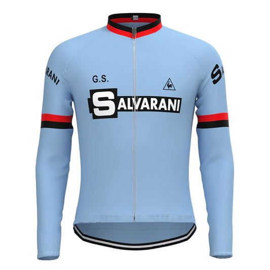 SALVARANI Blauw Vintage Lange Mouw Fietsshirt Top