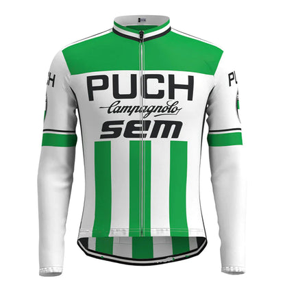 Puch Sem Campagnolo Groen Vintage Lange Mouw Fietsshirt Top