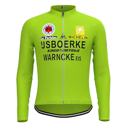 IJSBOERKE Green Vintage Long Sleeve Cycling Jersey Top