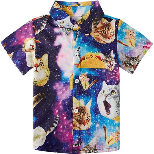 Space Taco Cat Lustiges Kleinkind Hawaiihemd