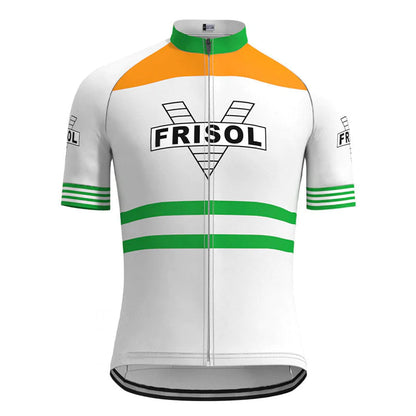 Frisol Wit Vintage Korte Mouw Fietsshirt Top