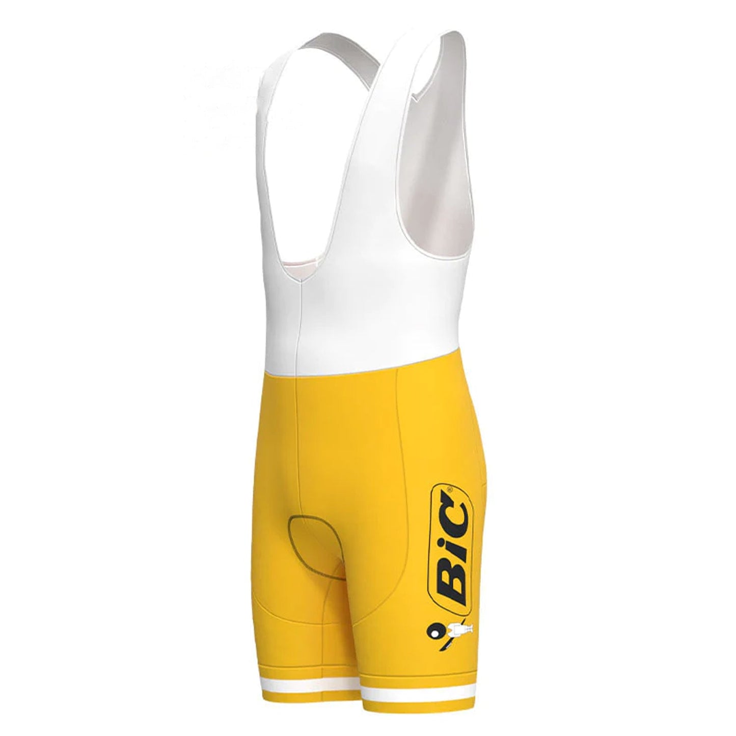 BIC Gelbe Vintage-Radsport-Trägershorts 