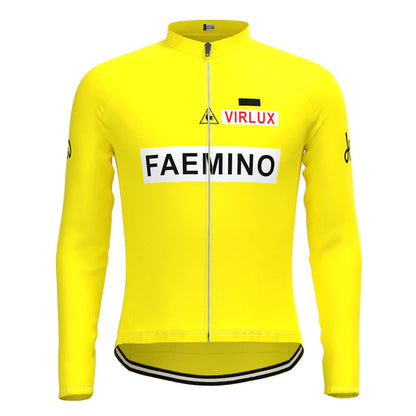 FAEMINO Geel Vintage Lange Mouw Fietsshirt Top