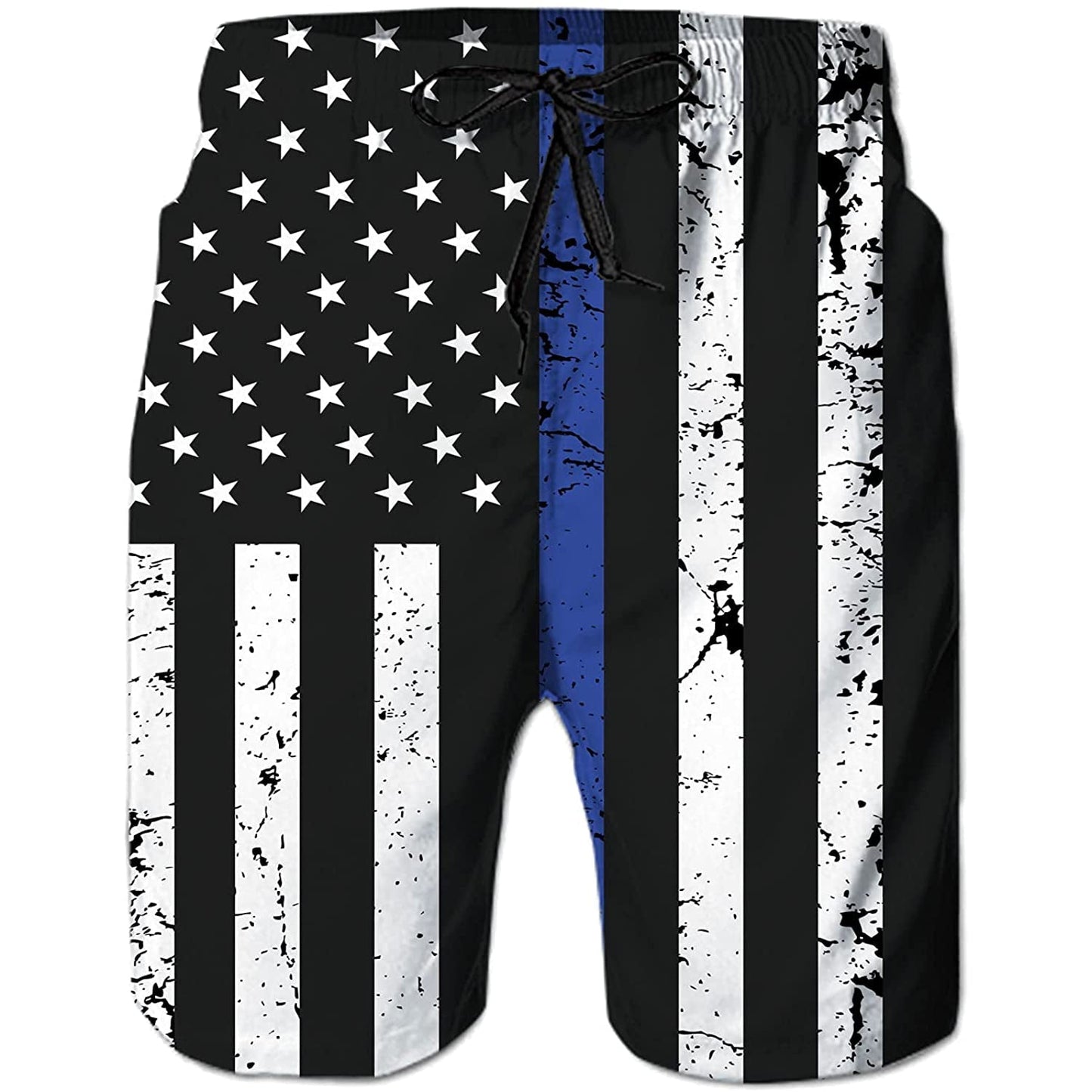 Lustige Badehose mit blauen Streifen und amerikanischer Flagge