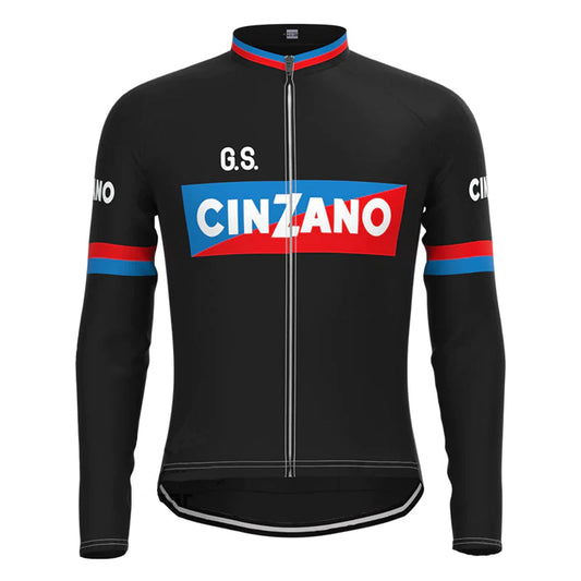 CINZANO Zwart Vintage Lange Mouw Fietsshirt Top