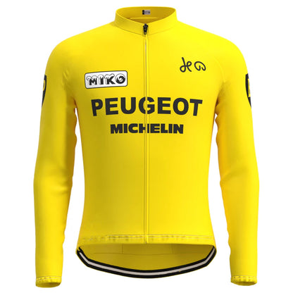 Peugeot Geel Vintage Lange Mouw Fietsshirt Top