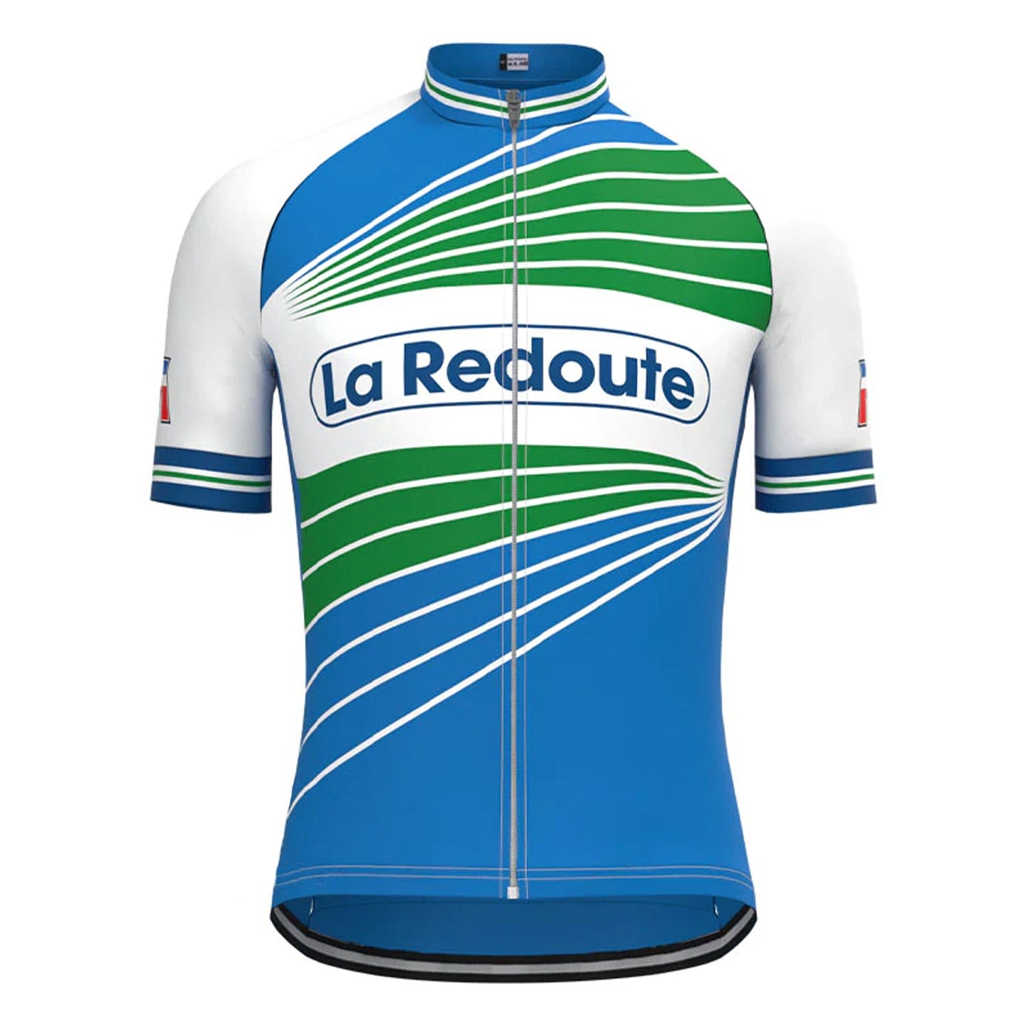 La Redoute blauwe vintage fietsshirt met korte mouwen