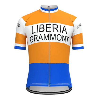 LIBERIA Grammont oranje vintage fietsshirt met korte mouwen