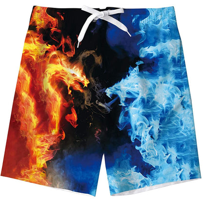 Lustige Badehose für Jungen mit Eis- und Feuerdrachen-Motiv