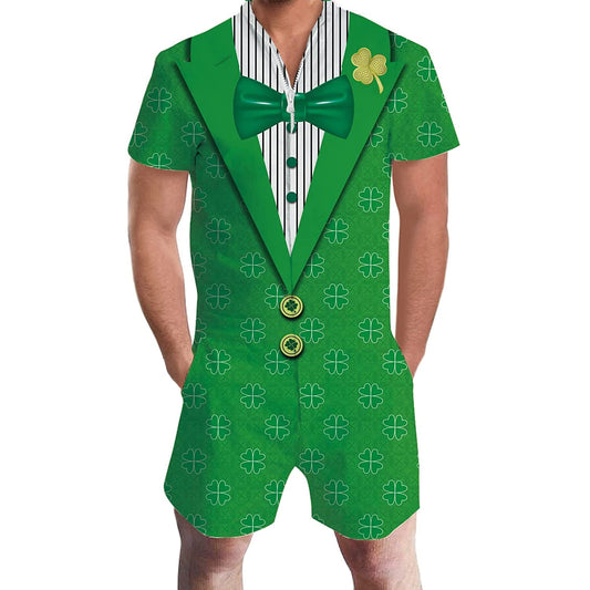 Groene St. Patrick's Day Klaver Romper voor Mannen