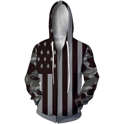 Amerikaanse vlag hoodie met rits