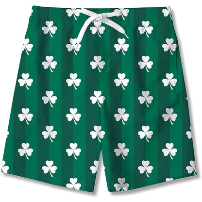 Grüne Badehose für Jungen mit Kleeblatt-Motiv zum St. Patrick's Day