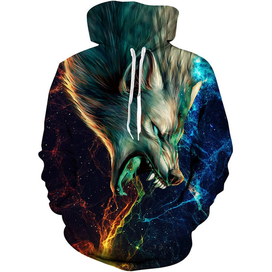 Bunter Wolf Lustiger Kapuzenpullover