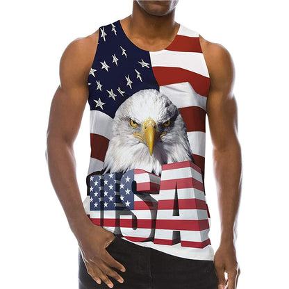 Grappige tanktop met Amerikaanse vlag en adelaar