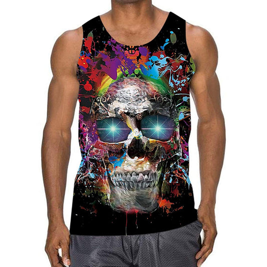 Lustiges Tank Top mit buntem Totenkopf