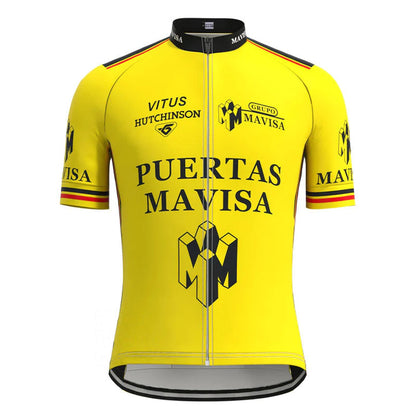 Puertas Mavisa Geel Vintage Korte Mouw Fietsshirt Top