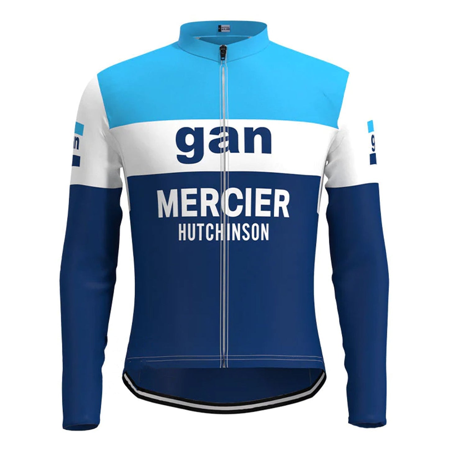 Gan Blau Langarm Radtrikot Passendes Set