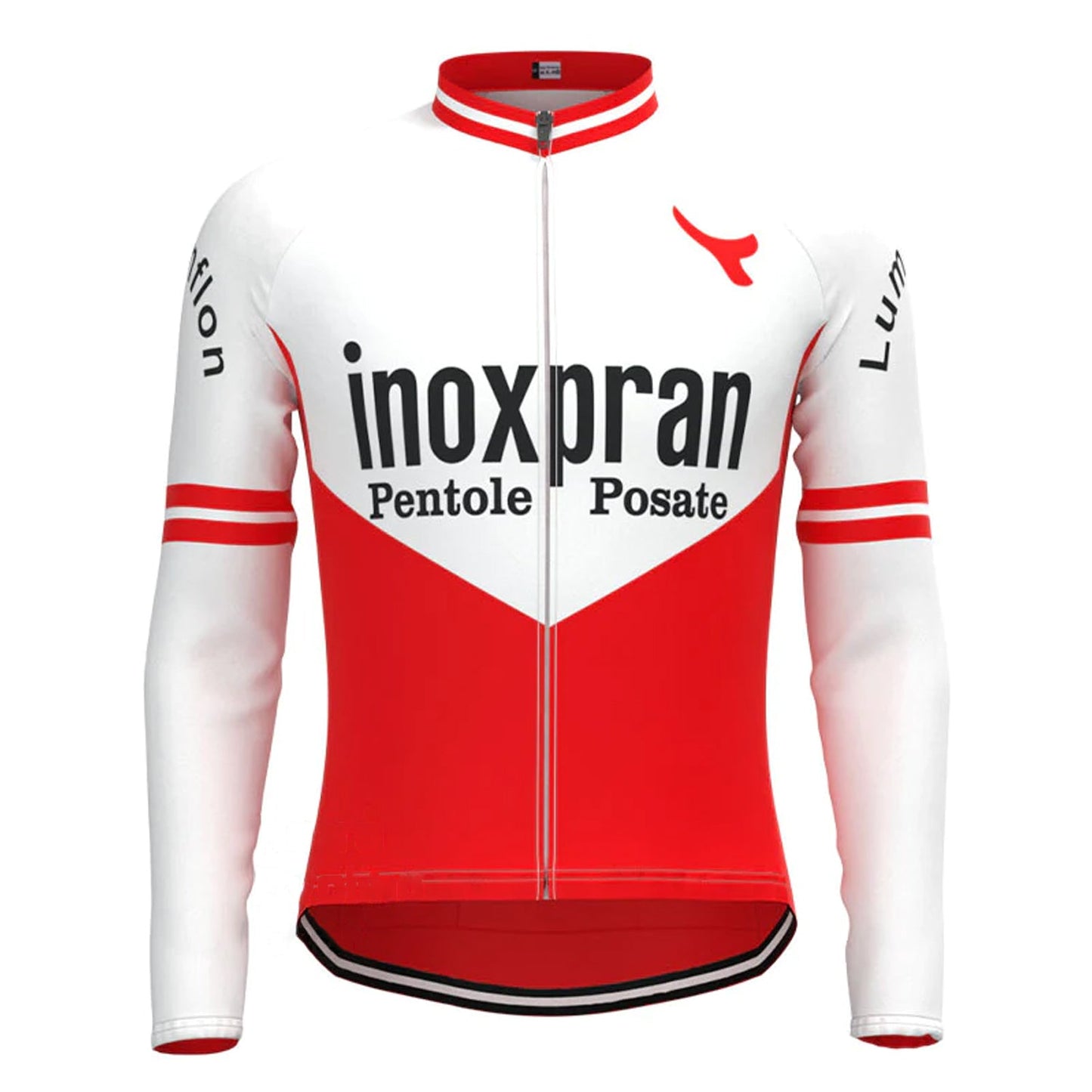 Inoxpran Wit Rood Vintage Lange Mouw Fietsshirt Top