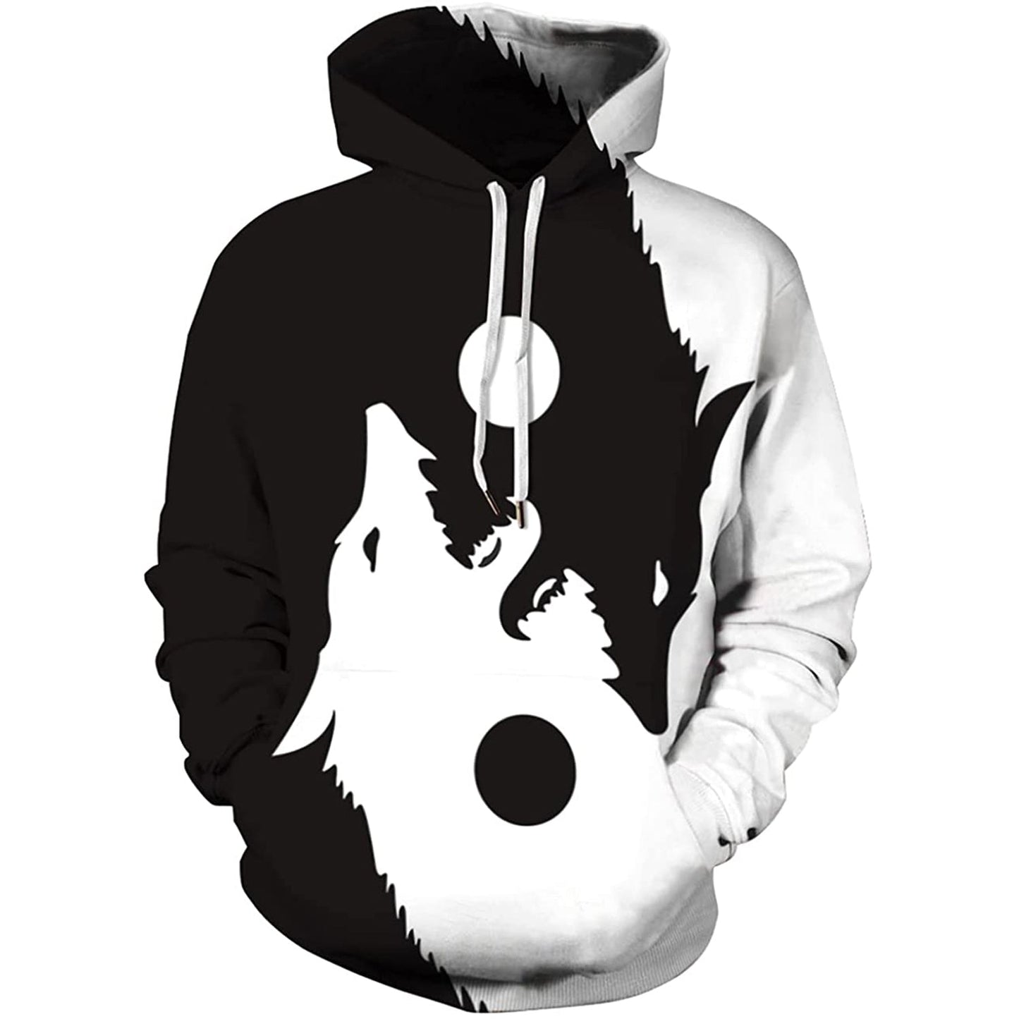 Lustiger Yin-Yang-Wolf-Kapuzenpullover