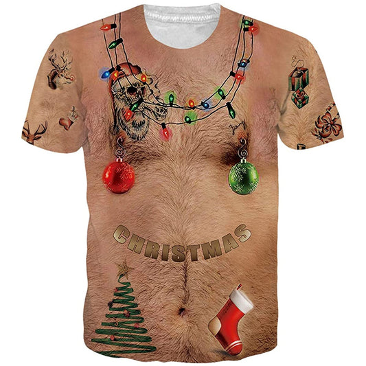 Lustiges Weihnachts-T-Shirt mit haariger Brust