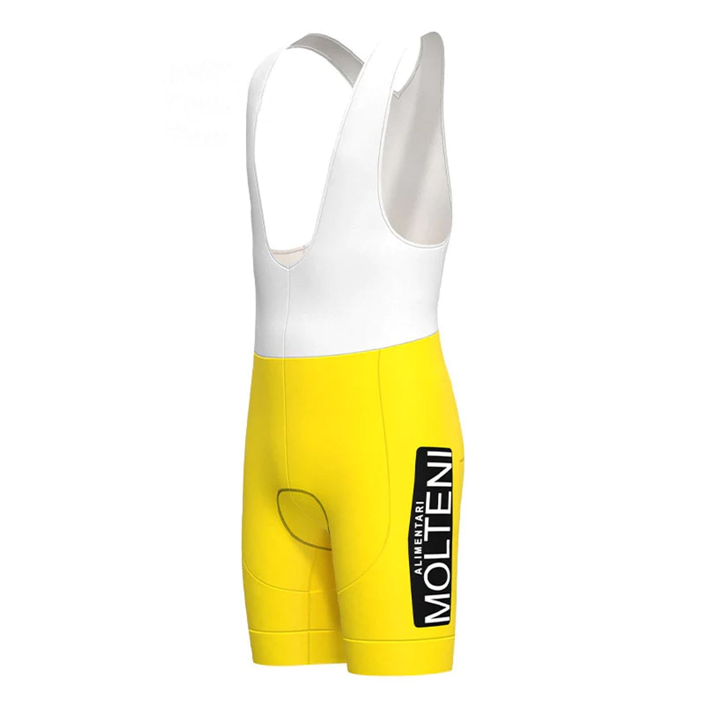 Molteni Gelbe Vintage-Radsport-Trägershorts 