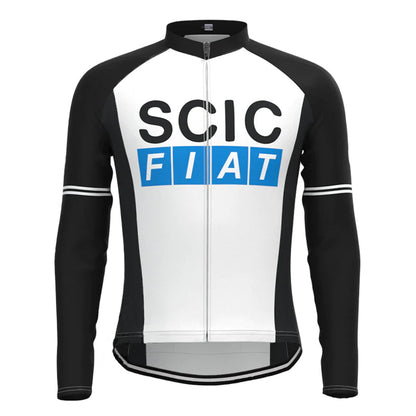 SCIC Langarm-Radtrikot-Oberteil im Vintage-Stil, schwarz/weiß