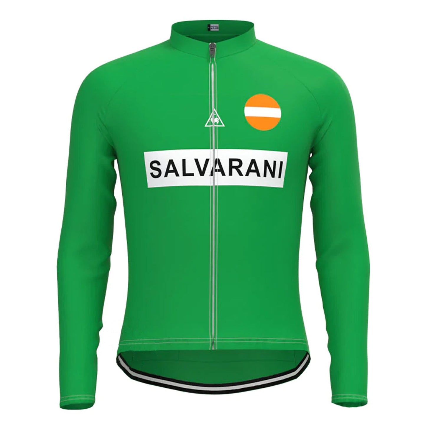 Salvarani – Grünes, langärmliges Vintage-Radtrikot-Oberteil