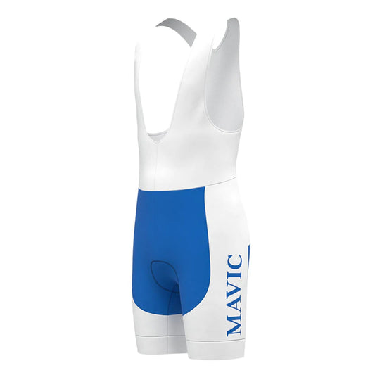 Boston–Mavic Vintage-Radsport-Trägershorts, Weiß/Blau