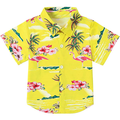 Hawaiiaanse Flamingo Geel Grappig Peuter Hawaiiaans Shirt