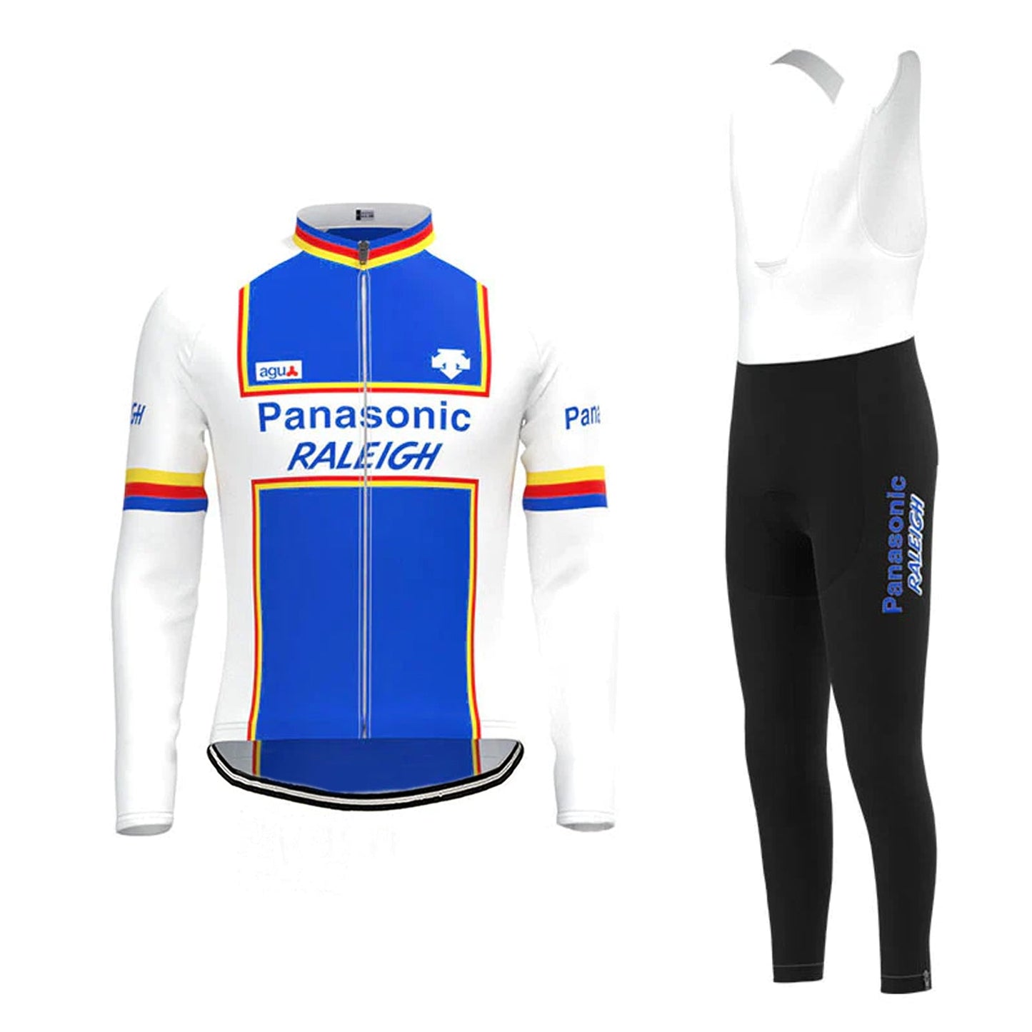 Panasonic Raleigh Blauw Lange Mouw Fietsshirt Bijpassende Set